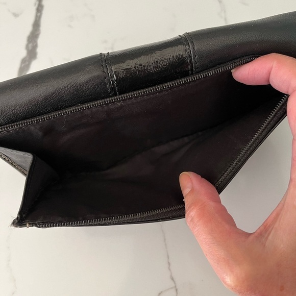 Coach Black Leather Patent Leather Stripe Wallet with Check Book Cover - Picture 5 of 11